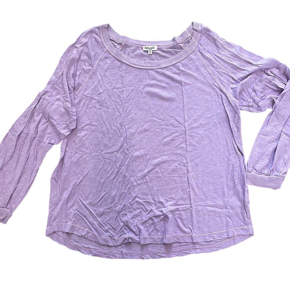 Splendid Women's Long Sleeve Winter Knit Tops Scoop Neck Purple Size Large